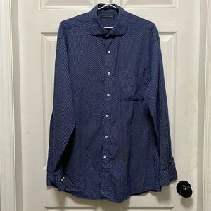 TOMMY HILFIGER | Regular Fit |Navy/White|Pattern |Long Sleeve |Shirt| Size L |16